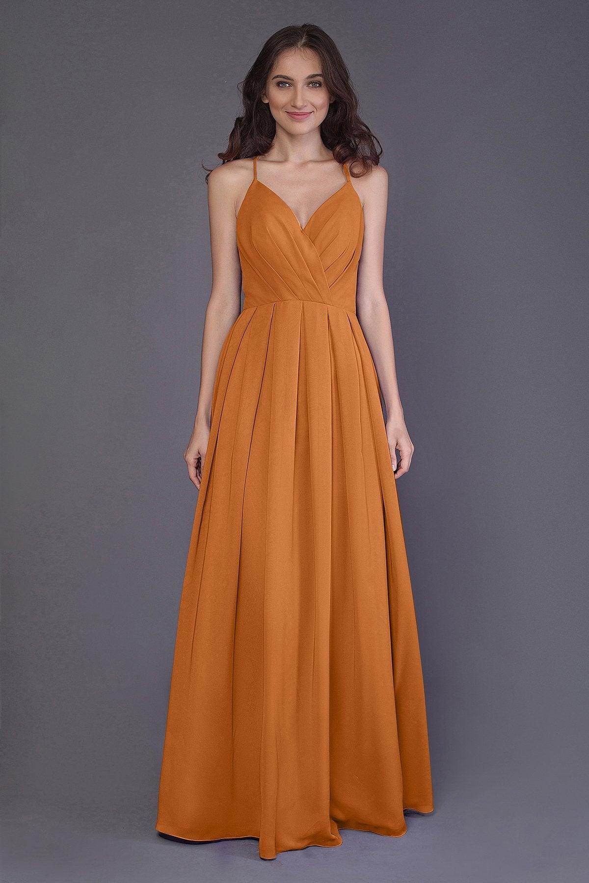 Sheath-Column Floor Length Chiffon Bridesmaid Dress PR3572 - COCOMELODY